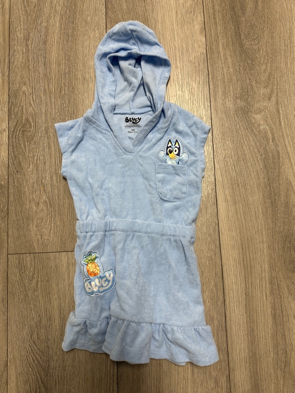 Bluey Light Blue Hooded Kids Swim Coverup
